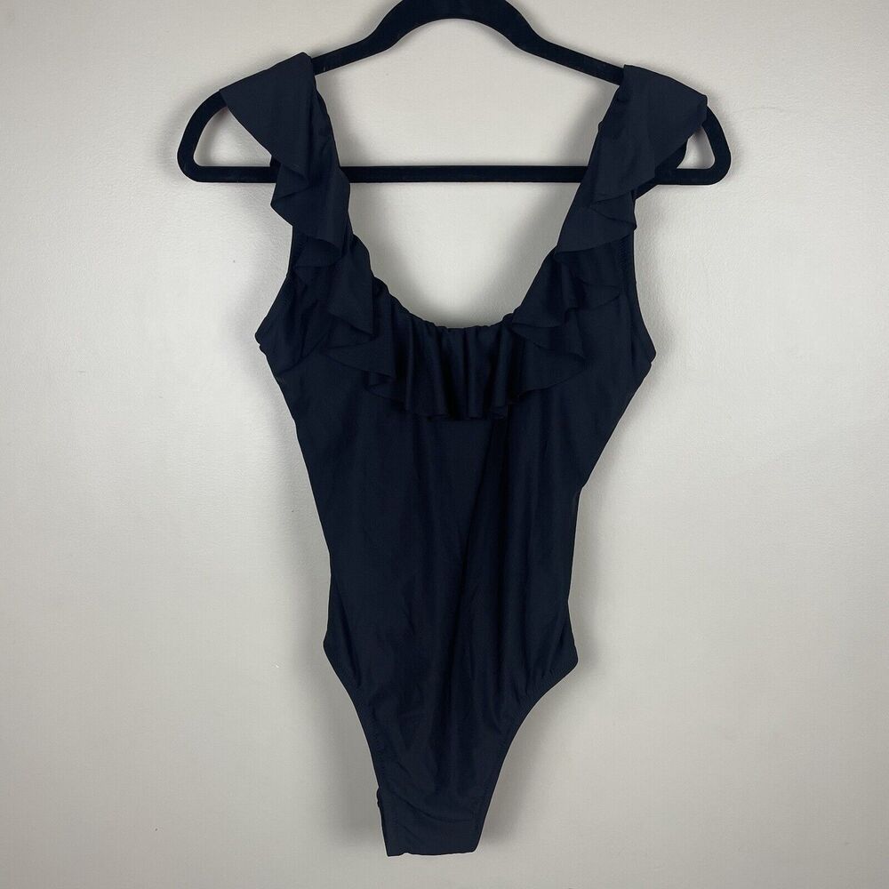 Elegant Black Ruffled Women's Swimsuit